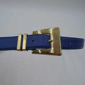 Courtney Co Belt Womens Size Large Blue Leather Gold Tone Buckle Hardware